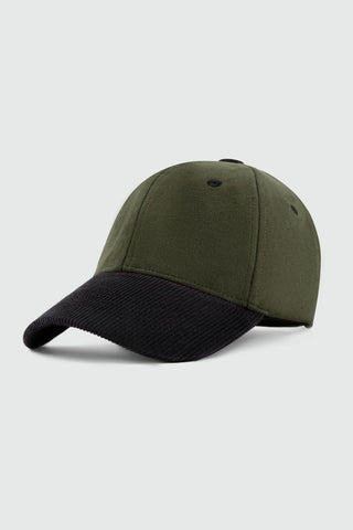 Corduroy Detail Baseball Cap in Black