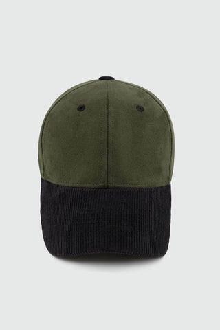 Corduroy Detail Baseball Cap in Black