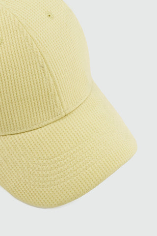 Waffle Textured Baseball Cap in Butter Yellow