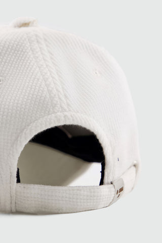 Waffle Textured Baseball Cap in White