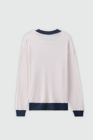 Waffle Textured Contrast Trims Sweatshirt in Navy