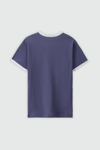 Crew Neck T-shirt with Contrast Trims in Violet