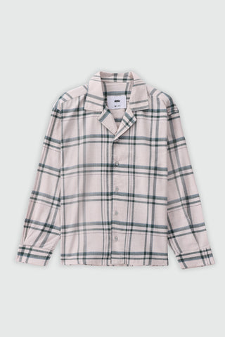 Boxy Fit Camp Collar Flannel Shirt in Cream