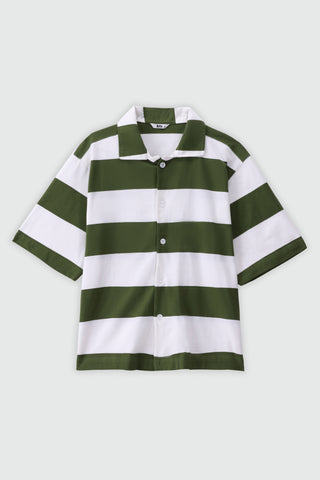 Oversized Striped Shirt in Green