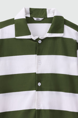 Oversized Striped Shirt in Green