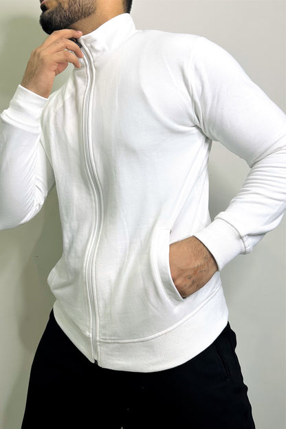 Mock Neck Zipper in Glacier White