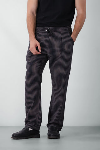 Striped Pleated Wide-leg Trouser