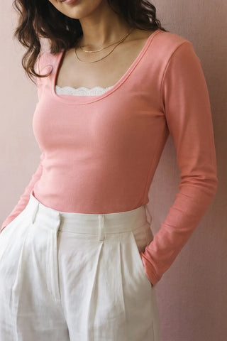 Lace-detail Top in Candy Pink TOP ATTIR-WOMEN