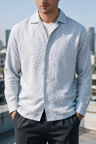 Boxy Fit Camp Collar Shirt in Diamond Blue SHIRT ATTIR-MEN