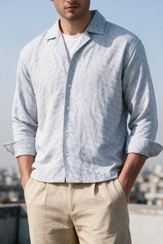 Boxy Fit Camp Collar Shirt in Diamond Blue SHIRT ATTIR-MEN