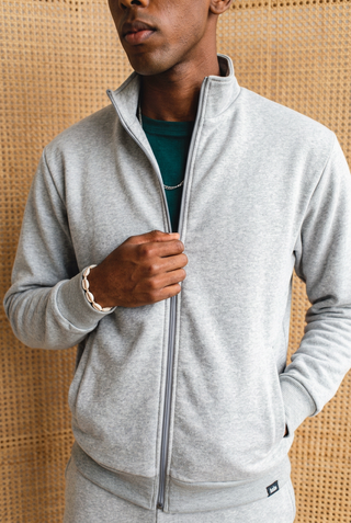 Mock Neck Jacket in Grey Marl ZIPPER ATTIR-MEN