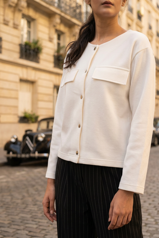 Sweatshirt Cardigan in White