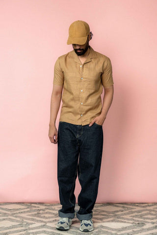 Basic Camp Collar Shirt in Camel - AttirSHIRT