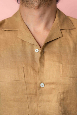Basic Camp Collar Shirt in Camel - AttirSHIRT