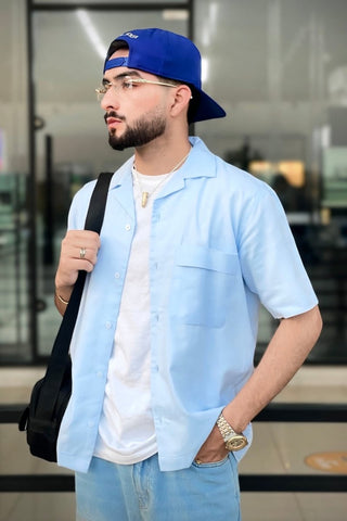 Basic Camp Collar Shirt in Sky - AttirSHIRT