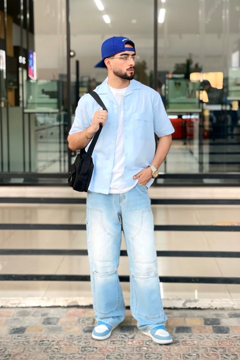 Basic Camp Collar Shirt in Sky