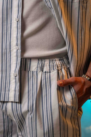 Basic Collar Shirt in Blue Stripe - AttirSHIRT