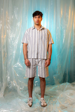 Basic Collar Shirt in Blue Stripe - AttirSHIRT