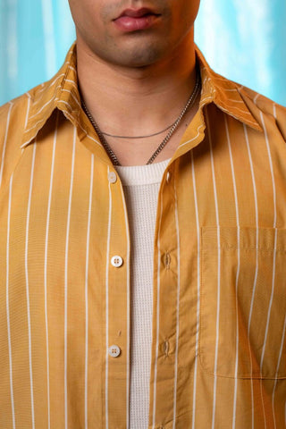 Basic Collar Shirt in Yellow Stripe - AttirSHIRT