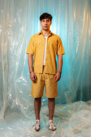 Basic Collar Shirt in Yellow Stripe - AttirSHIRT