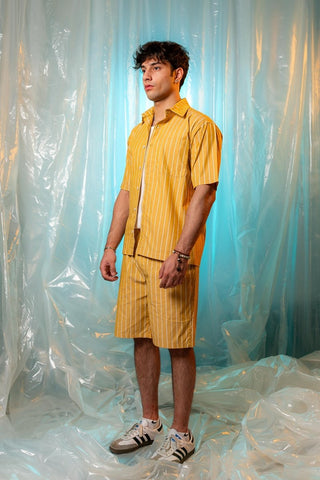 Basic Collar Shirt in Yellow Stripe - AttirSHIRT