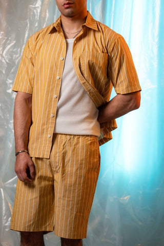 Basic Collar Shirt in Yellow Stripe - AttirSHIRT