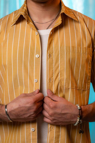 Basic Collar Shirt in Yellow Stripe - AttirSHIRT
