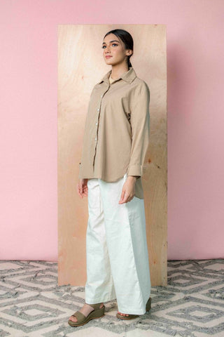 Basic Relaxed Shirt in Beige - AttirSHIRT