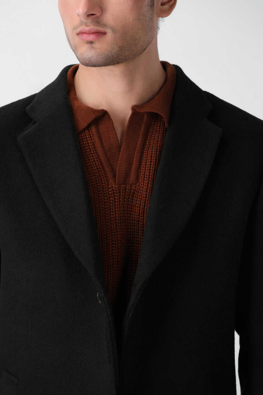 Wool Long Coat in Black