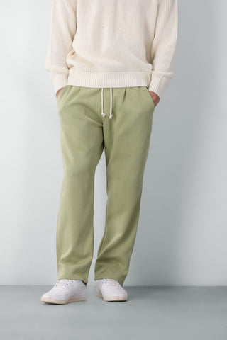 Casual Pleated Wide-leg Trouser in Matcha Green