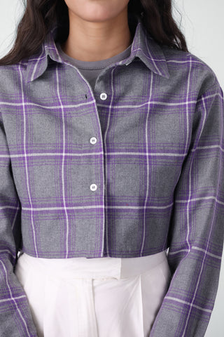 Flannel Crop Shirt in Grey