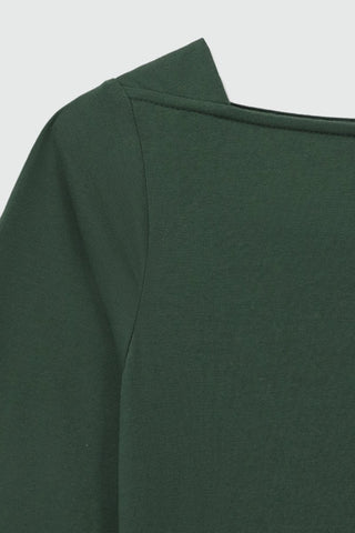Boat Neck Top in Forest Green - AttirTOP