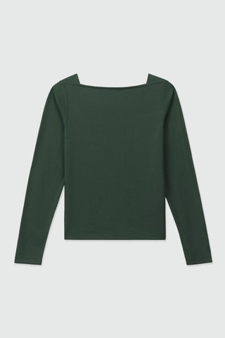 Boat Neck Top in Forest Green - AttirTOP