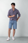 Boxy Fit Camp Collar Flannel Shirt in Grey SHIRT ATTIR-MEN