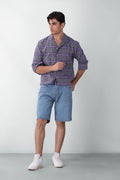 Boxy Fit Camp Collar Flannel Shirt in Grey SHIRT ATTIR-MEN