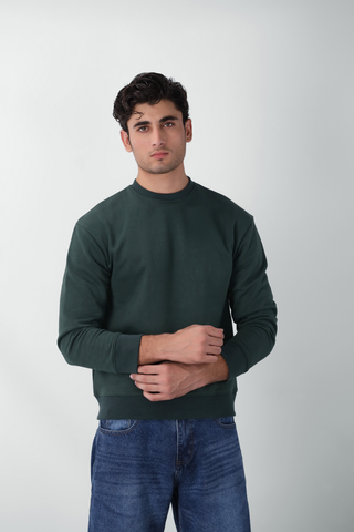 Relaxed Fit Airsoft Sweatshirt in Dark Green
