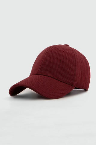 Waffle Textured Baseball Cap in Blood Red