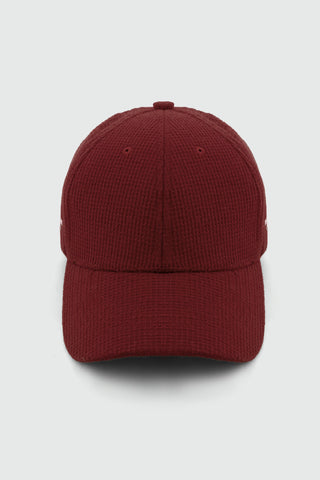 Waffle Textured Baseball Cap in Blood Red