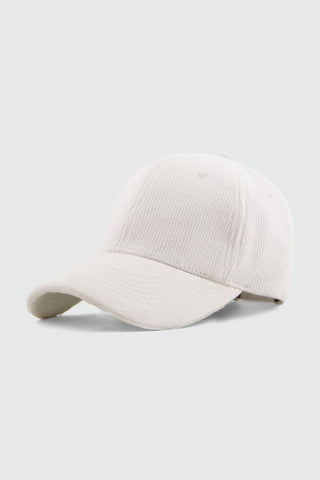 Waffle Textured Baseball Cap in White