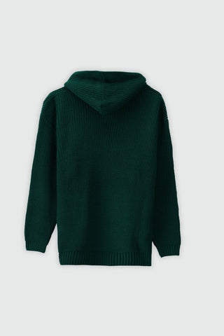 Cardigan Knitted Oversized Hoodie in Bottle Green - AttirHOODIESWEATER