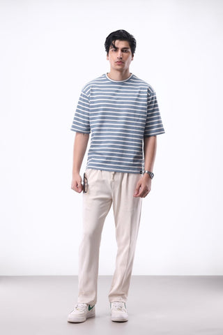 Casual Front Pleated Wide - leg Trouser in Ivory - AttirBOTTOM