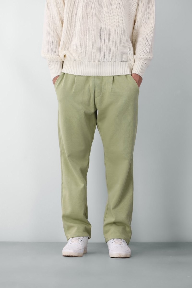 Casual Pleated Wide-leg Trouser in Matcha Green BOTTOM ATTIR-MEN