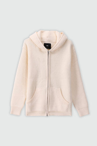 Chunky Knitted Hoodie Jumper in Cream - AttirHOODIESWEATER