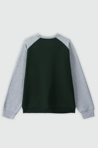 Contrast Sleeve Raglan Sweatshirt in Dark Green - AttirSWEATSHIRT