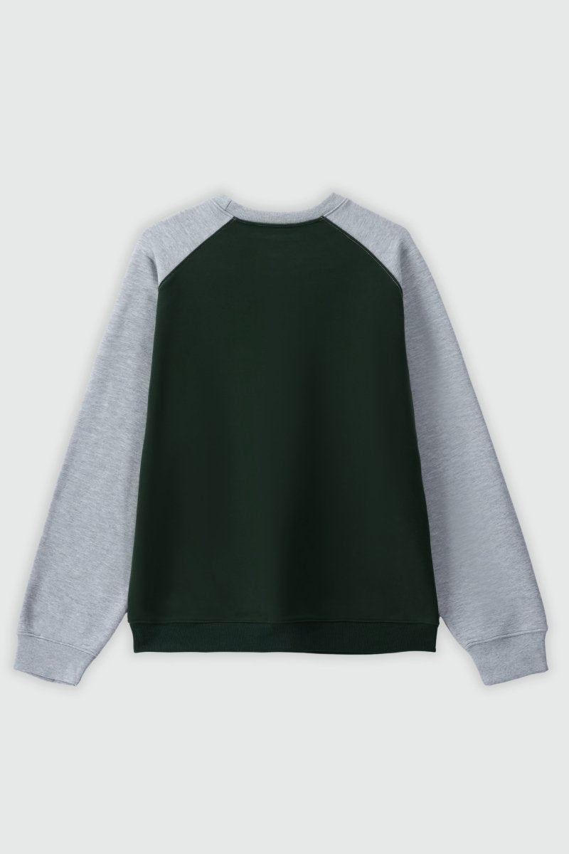 Contrast Sleeve Raglan Sweatshirt in Dark Green