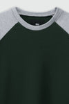 Contrast Sleeve Raglan Sweatshirt in Dark Green SWEATSHIRT ATTIR-UNISEX