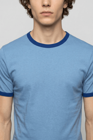 Contrast Trims T-shirt in Blue - AttirTEE
