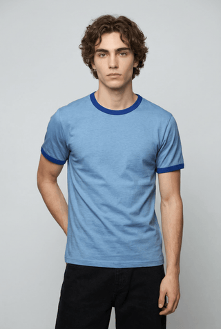Contrast Trims T-shirt in Blue - AttirTEE