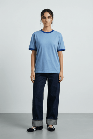 Contrast Trims T-shirt in Blue - AttirTEE