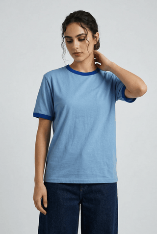 Contrast Trims T-shirt in Blue - AttirTEE